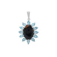 Namibian Pietersite Pendant with Swiss Blue Topaz in Sterling Silver 7.45cts