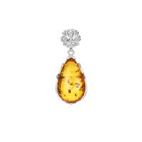 Baltic Cognac Amber (14x23mm) Pendant in Sterling Silver