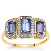 AA Tanzanite Ring with White Topaz in 9K Gold 1.15cts