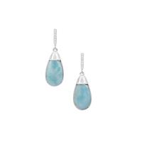 Larimar Earrings with White Zircon in Sterling Silver 12.10cts