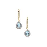 Santa Maria Aquamarine Earrings with White Zircon in 9K Gold 1cts