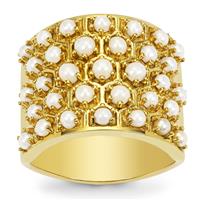 Indonesian Seed Pearl Ring in Gold Plated Sterling Silver