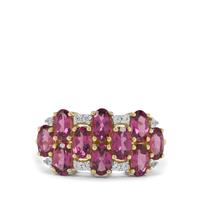 Comeria Garnet Ring with White Zircon in 9K Gold 3.15cts