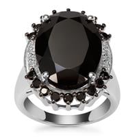 Black Spinel Ring in Sterling Silver 16.81cts