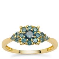 Blue Ombre Diamonds Ring in 9K Gold 0.60ct