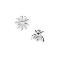 Sterling Silver Bee & Flower Earrings 1.00g