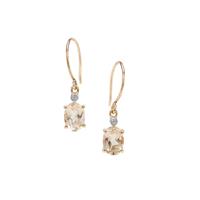 Padparadscha Oregon Sunstone Earrings with White Zircon in 9K Gold 1.57cts