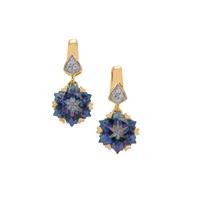 Wobito Snowflake Cut Bluebird Topaz Earrings with White Zircon in 9K Gold 6.15cts