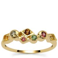 Multi Colour Tourmaline Ring in 9K Gold 0.20ct