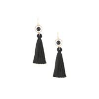 Black Onyx Earrings in Gold Flash Sterling Silver 7.30cts