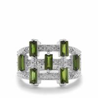 Chrome Diopside Ring with White Zircon in Sterling Silver 1.76cts