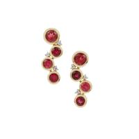 Safira Tourmaline Earrings with White Zircon in 9K Gold 1.85cts