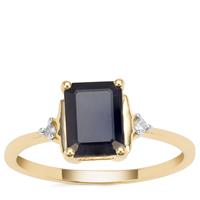 Ethiopian Blue Sapphire Ring with Diamond in 9K Gold 1.96cts