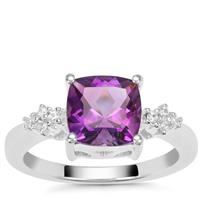 Moroccan Amethyst Ring with White Zircon in Sterling Silver 2.15cts