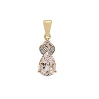 Pink Morganite Pendant with White Zircon in 9K Gold 1.80cts