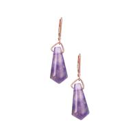 13.50cts Banded Amethyst Earrings in Rose Gold Tone Sterling Silver 