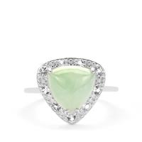 Type a Fei Cui Jadeite & White Topaz Sterling Silver Ring ATGW 4.90cts