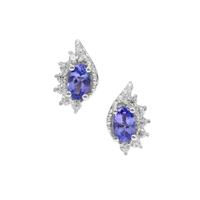 Tanzanite Earrings with White Zircon in Sterling Silver 0.90ct