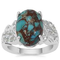 Egyptian Turquoise Ring with Sky Blue Topaz in Sterling Silver 6.47cts