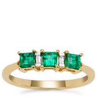 Panjshir Emerald Ring with Diamond in 18K Gold 0.65ct