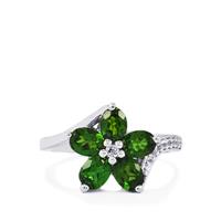 Chrome Diopside Ring with White Topaz in Sterling Silver 1.95cts