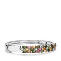 Rainbow Tourmaline Oval Bangle in Sterling Silver 8.37cts