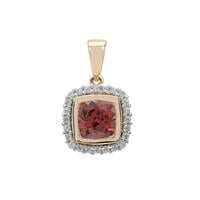 Umba Valley Red Zircon Pendant with White Zircon in 9K Gold 2.55cts