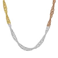18" Three Tone Gold Plated Sterling Silver Couture Singapore Chain 2.53g