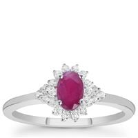 Luc Yen Ruby Ring with White Zircon in Sterling Silver 1cts