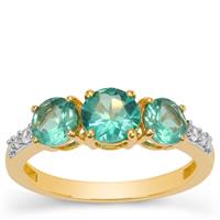 Botli Green Apatite Ring with White Zircon in 9K Gold 2cts