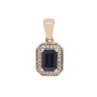 Ethiopian Blue Sapphire Pendant with White Zircon in 9K Gold 1.40cts