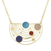 Kaleidoscope Gemstone Celestial Necklace in Gold Plated Sterling Silver 4.75cts