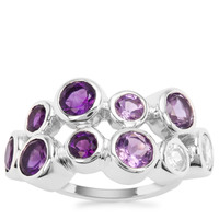 Zambian Amethyst Ring with Rose De France Amethyst and White Zircon in Sterling Silver 4.39cts