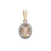 Teal Oregon Sunstone Pendant with White Zircon in 9K Gold 1.80cts