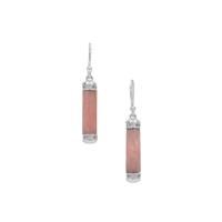 Pink Opal Earrings with White Zircon in Sterling Silver 7.05cts