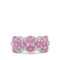 Ilakaka Hot Pink Sapphire Ring with White Zircon in Sterling Silver 3.25cts (F)