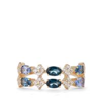 Cobalt Blue Spinel Ring with White Zircon in 9K Gold 2.35cts
