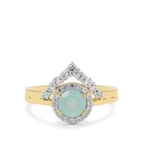 Aqua Chalcedony Ring with White Zircon in Gold Plated Sterling Silver 1.30cts