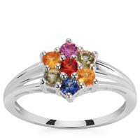 Rainbow Sapphire Ring in Sterling Silver 0.76ct