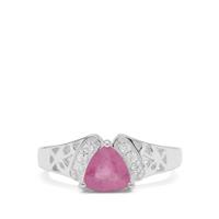 Ilakaka Hot Pink Sapphire Ring with White Zircon in Sterling Silver 1.50cts
