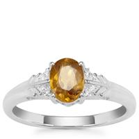 Morafeno Sphene Ring with White Zircon in Sterling Silver 0.95ct