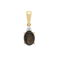 Black Star Sapphire Pendant with White Zircon in 9K Gold 1.75cts