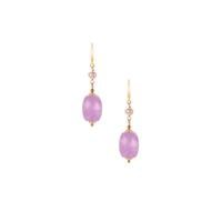 Lavender Amethyst Earrings with Kaori Cultured Pearl in Gold Tone Sterling Silver 