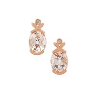 Morganite Earrings with Natural Pink Diamond in 9K Rose Gold 2.15cts