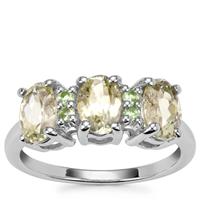 Sillimanite Ring with Tsavorite Garnet in Sterling Silver 2.67cts