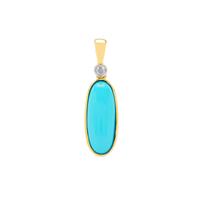 Sleeping Beauty Turquoise Pendant with Diamond in 9K Gold 4.50cts