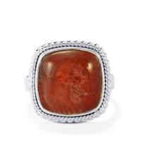 Fossil Red Coral Ring in Sterling Silver 10cts