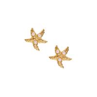 Kaori Cultured Pearl Starfish Earrings in Gold Tone Sterling Silver (2mm)