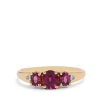 Comeria Garnet Ring with White Zircon in 9K Gold 1.10cts