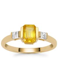 Bang Kacha Yellow Sapphire Ring with White Zircon in 9K Gold 1.45cts